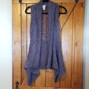 Grey crochet back sweater vest
